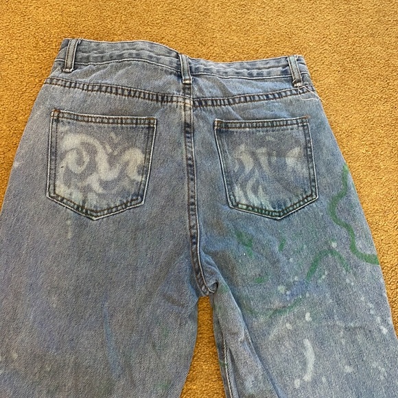 Upcycled SHEIN hand painted distressed jeans size xs - Picture 10 of 12